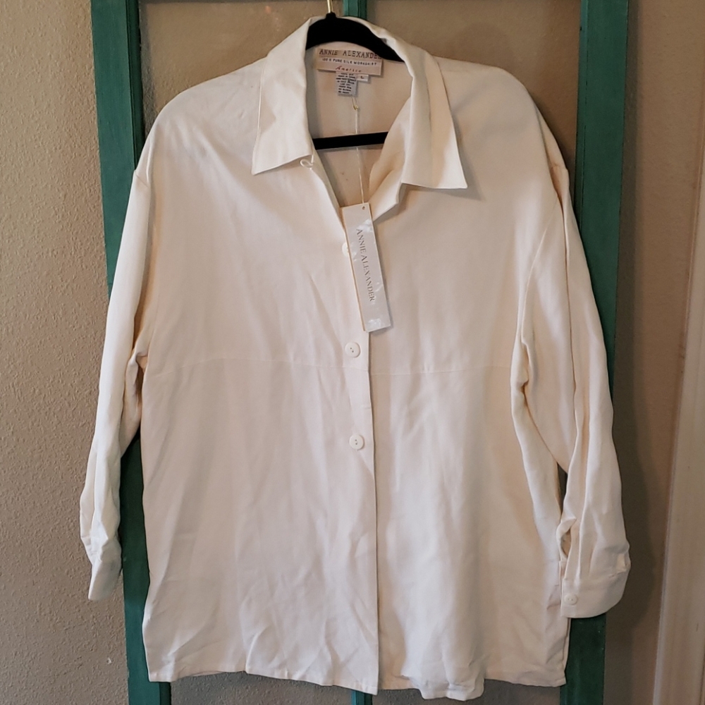 Annie Alexander L 100% silk vintage shirt NWT